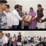 नगर पंचायत कार्यालय पहुंचे ब्राह्मण समाज के व्यक्ति.. नगर पंचायत अध्यक्ष किरण चौधरी का किया स्वागत..